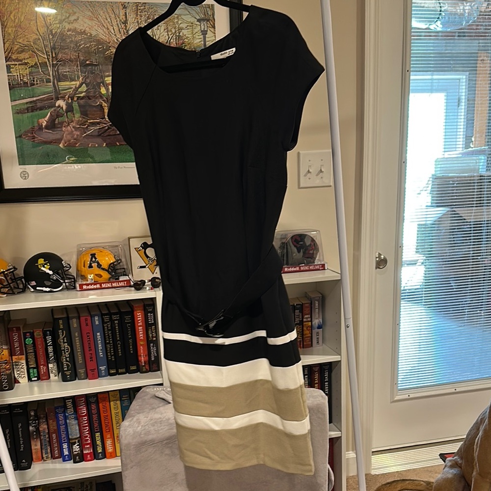 Chic Black and Striped Dress